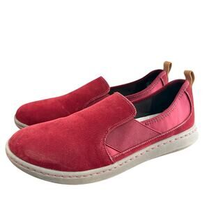 Clarks Cloudsteppers Comfort Flats 10 Loafers Red Burgundy Leather Travel